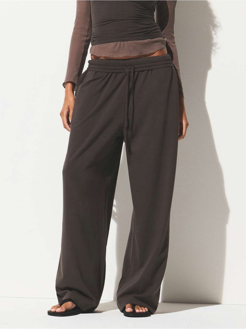 SKIMS Cotton Jersey Wide Leg Pant Iron Small
